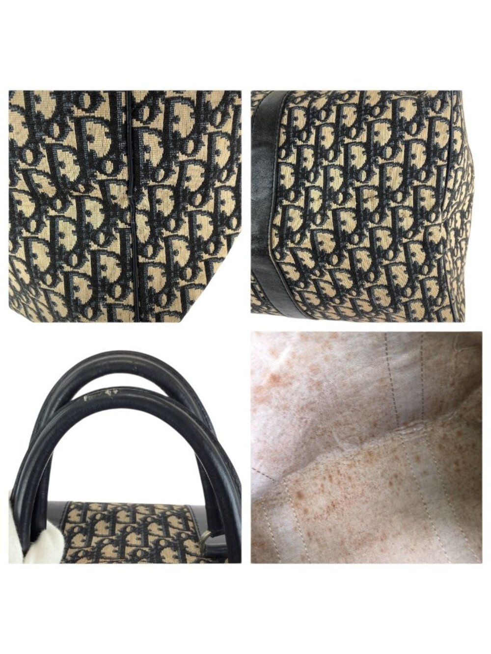 Dior Vintage Trotter Navy Silver Canvas Leather Boston Bag - Picture 6 of 9